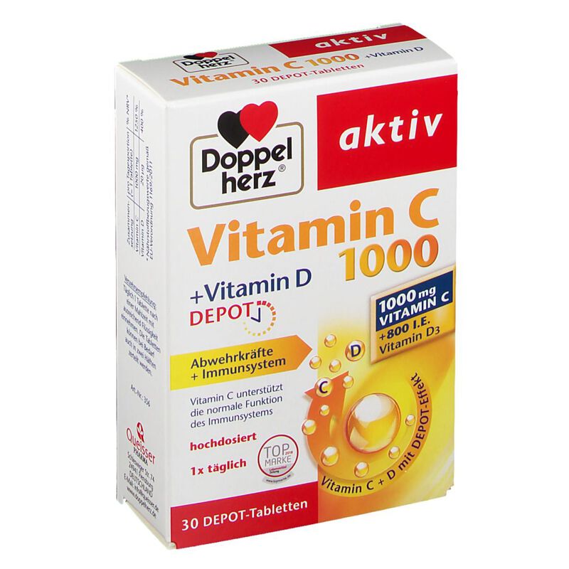 Doppelherz Vitamin C 1000 + vitamin D DEPO tablete 30 kom.