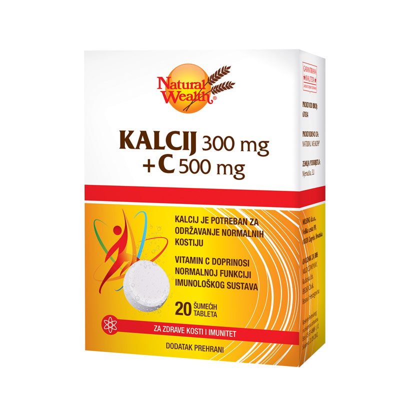 Natural Wealth Kalcij 300 mg + C 500 mg šumeće tablete, a20