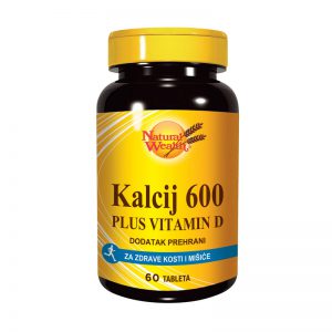Natural Wealth Kalcij 600 + vitamin D tablete, a60