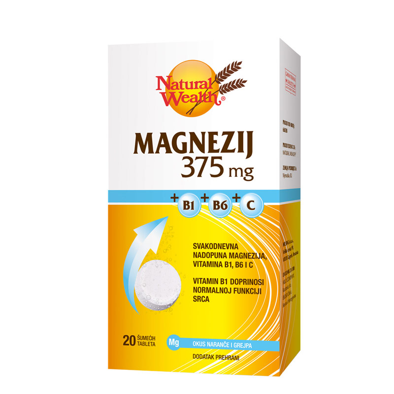 Natural Wealth Magnezij 375 mg B1 + B6 + C šumeće tablete a20