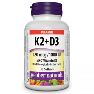 Webber Naturals Vitamin K2 + D3, 120mcg/1000 IU softgel kapsule A30