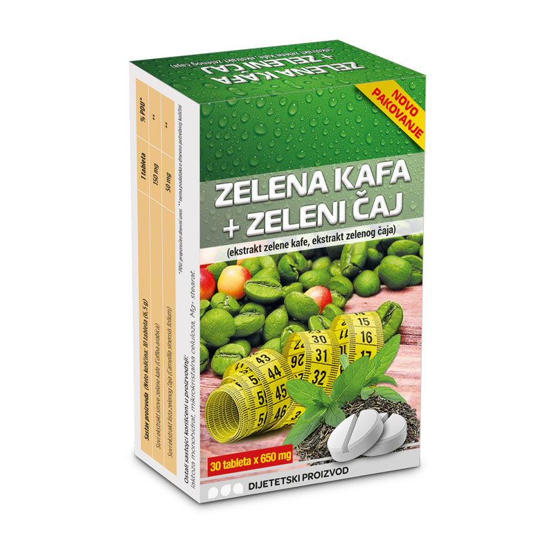 Zelena kafa + zeleni čaj tablete 30x650mg