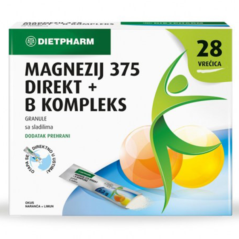 Dietpharm Magnezij 375 Direkt + B kompleks granule, a28